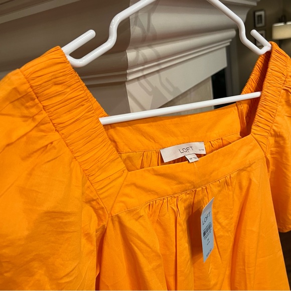 NWT LOFT Petite M Orange Square Neck Top - Picture 6 of 8